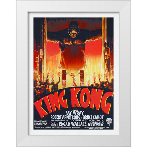 King Kong White Modern Wood Framed Art Print by Screendoor