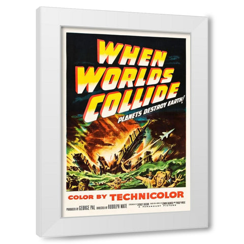 When Worlds Collide White Modern Wood Framed Art Print by Screendoor
