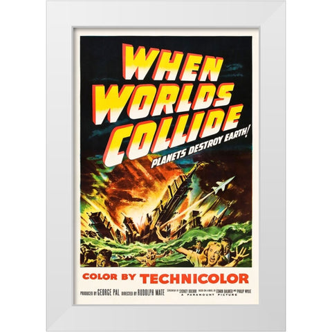When Worlds Collide White Modern Wood Framed Art Print by Screendoor