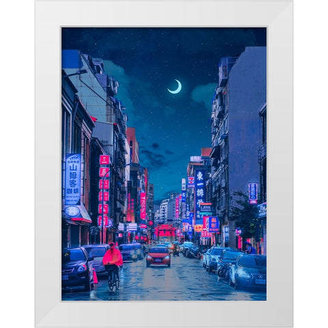 Neon Worlds 7 White Modern Wood Framed Art Print by Orozco, Danner