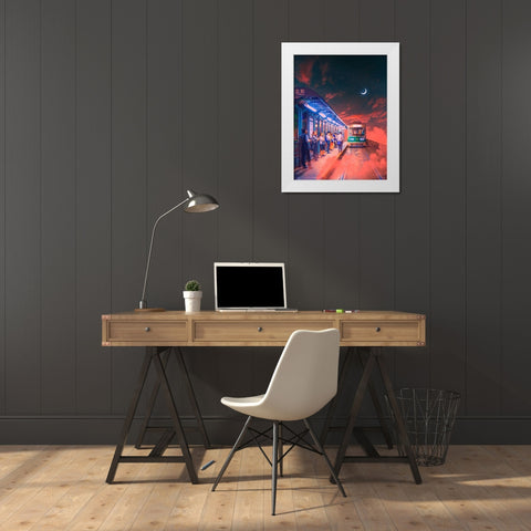 Neon Worlds 8 White Modern Wood Framed Art Print by Orozco, Danner