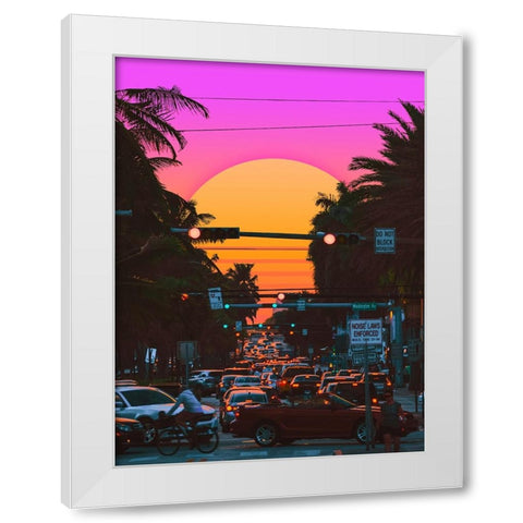 Sunset Vaporwave 3 White Modern Wood Framed Art Print by Orozco, Danner
