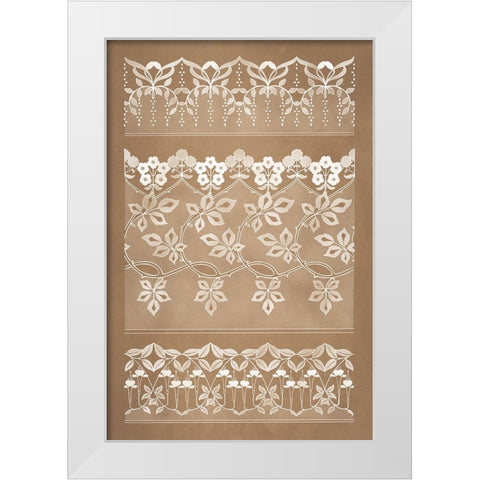 Designs for Lace and Embroidery (1899) - II White Modern Wood Framed Art Print by Aubert, Felix