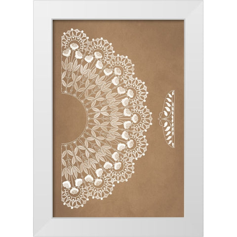 Designs for Lace and Embroidery (1899) - III White Modern Wood Framed Art Print by Aubert, Felix