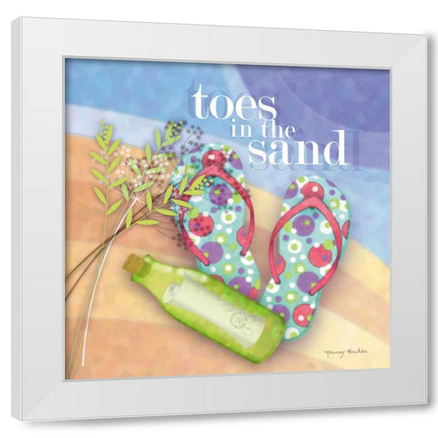 Toes in the Sand White Modern Wood Framed Art Print by Archer, Nancy