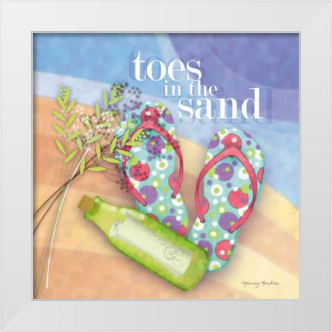 Toes in the Sand White Modern Wood Framed Art Print by Archer, Nancy