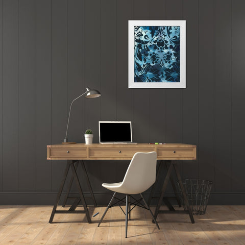 Indigo Patterns III White Modern Wood Framed Art Print by Adkin, Arielle