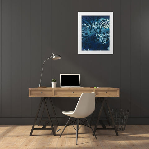 Indigo Patterns IV White Modern Wood Framed Art Print by Adkin, Arielle
