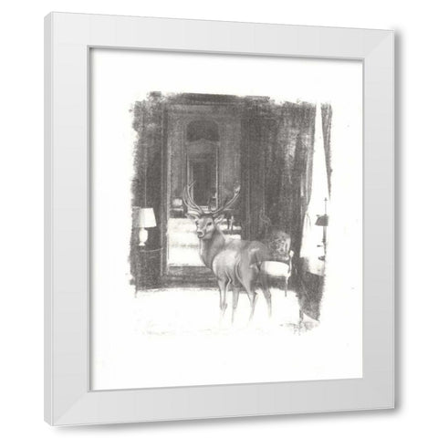 Deer II White Modern Wood Framed Art Print by Adkin, Arielle
