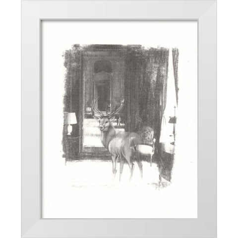 Deer II White Modern Wood Framed Art Print by Adkin, Arielle
