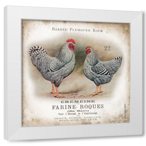 Chicken Pair II White Modern Wood Framed Art Print by Babbitt, Gwendolyn