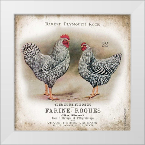 Chicken Pair II White Modern Wood Framed Art Print by Babbitt, Gwendolyn