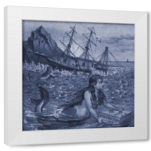 Indigo Mermaids I White Modern Wood Framed Art Print by Babbitt, Gwendolyn