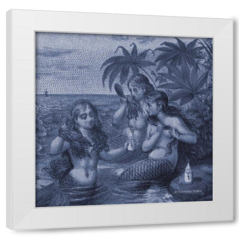 Indigo Mermaids II White Modern Wood Framed Art Print by Babbitt, Gwendolyn