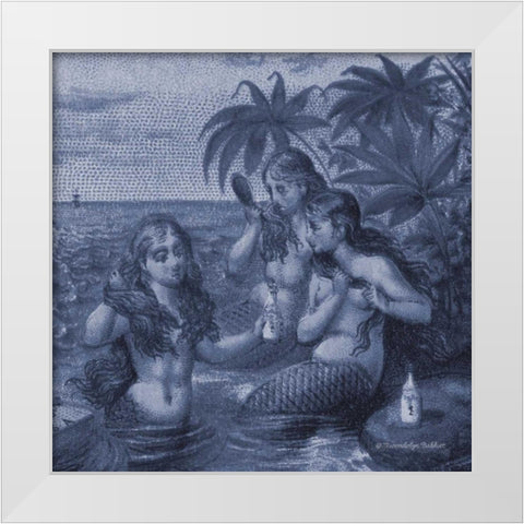 Indigo Mermaids II White Modern Wood Framed Art Print by Babbitt, Gwendolyn