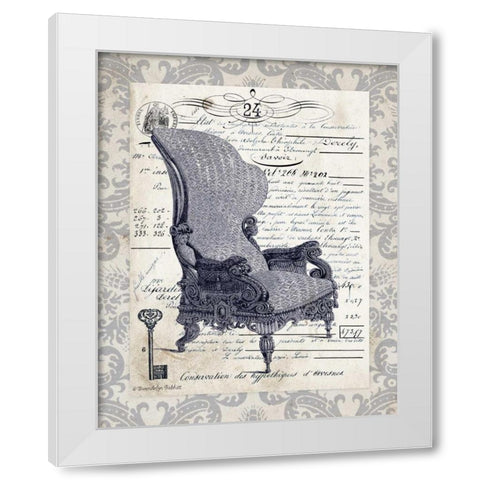 Indigo Chair I White Modern Wood Framed Art Print by Babbitt, Gwendolyn