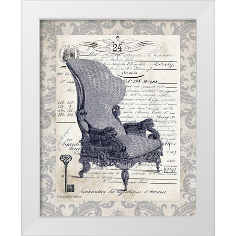 Indigo Chair I White Modern Wood Framed Art Print by Babbitt, Gwendolyn
