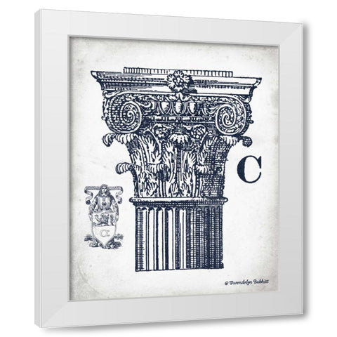 Indigo Column C White Modern Wood Framed Art Print by Babbitt, Gwendolyn