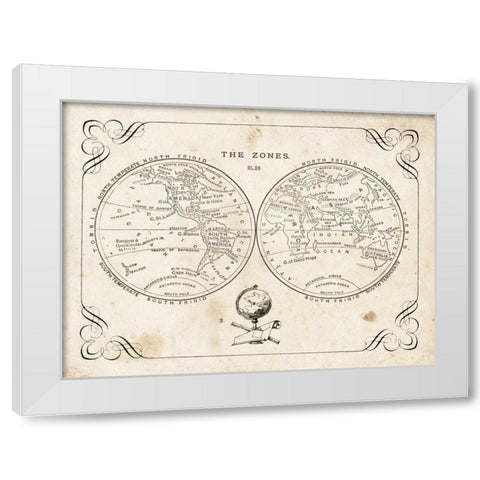 Zone World Map II White Modern Wood Framed Art Print by Babbit, Gwendolyn