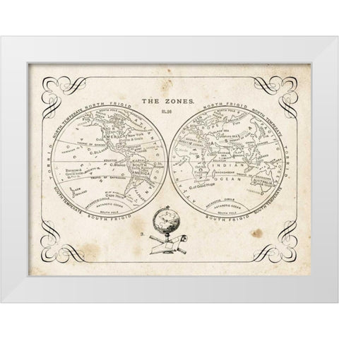 Zone World Map II White Modern Wood Framed Art Print by Babbit, Gwendolyn