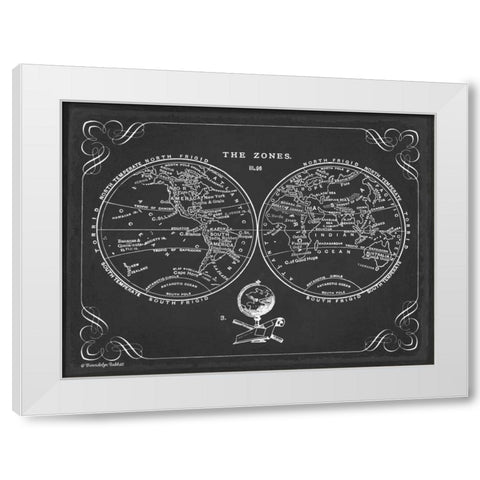 Zone World Map III White Modern Wood Framed Art Print by Babbit, Gwendolyn
