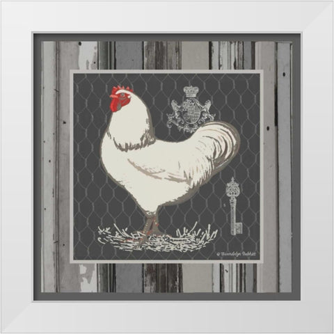 White Rooster White Modern Wood Framed Art Print by Babbit, Gwendolyn