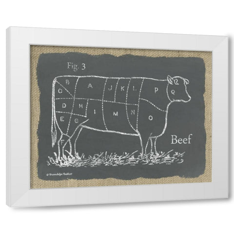 Cow on Burlap White Modern Wood Framed Art Print by Babbitt, Gwendolyn