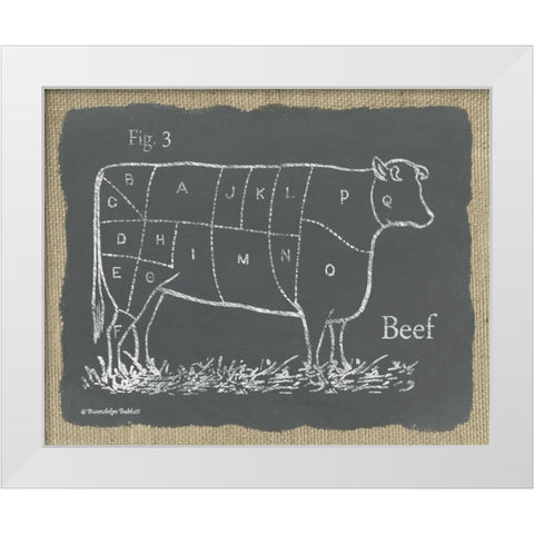 Cow on Burlap White Modern Wood Framed Art Print by Babbitt, Gwendolyn
