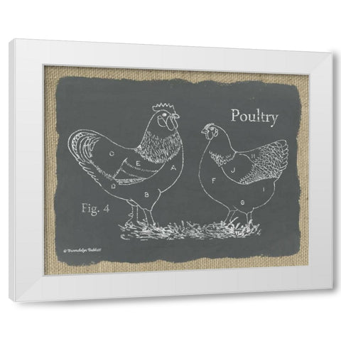 Poultry on Burlap White Modern Wood Framed Art Print by Babbitt, Gwendolyn