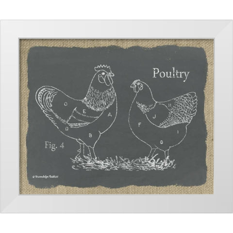 Poultry on Burlap White Modern Wood Framed Art Print by Babbitt, Gwendolyn