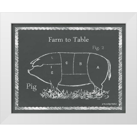 Sectioned Pig White Modern Wood Framed Art Print by Babbitt, Gwendolyn