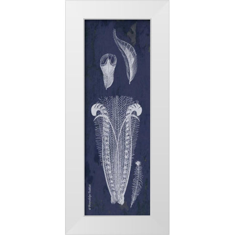 Indigo Feathers I White Modern Wood Framed Art Print by Babbitt, Gwendolyn