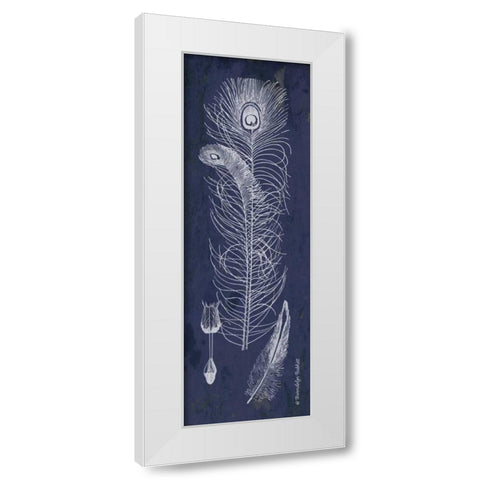 Indigo Feathers II White Modern Wood Framed Art Print by Babbitt, Gwendolyn
