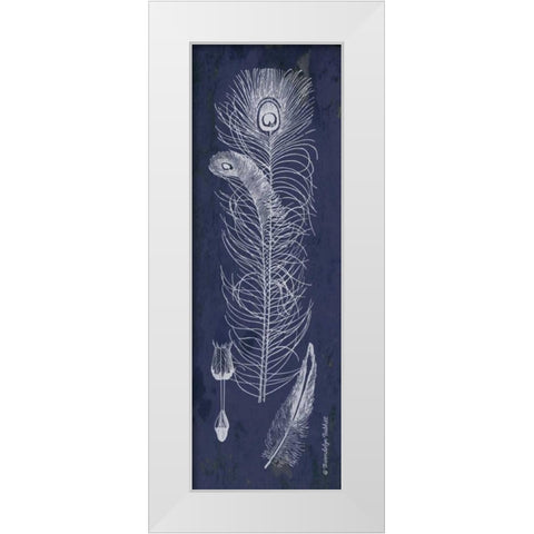 Indigo Feathers II White Modern Wood Framed Art Print by Babbitt, Gwendolyn