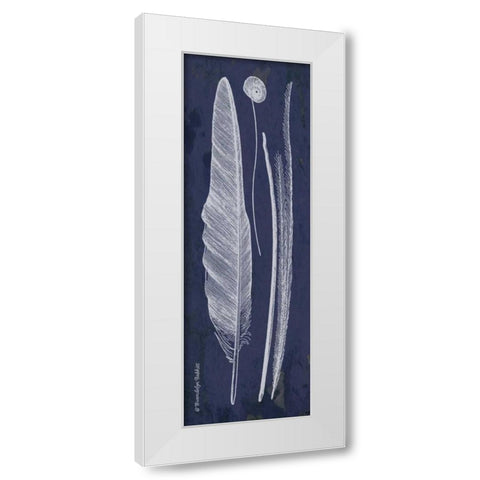 Indigo Feathers III White Modern Wood Framed Art Print by Babbitt, Gwendolyn