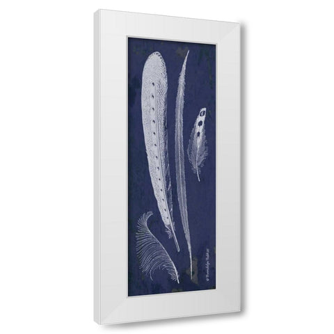 Indigo Feathers IV White Modern Wood Framed Art Print by Babbitt, Gwendolyn