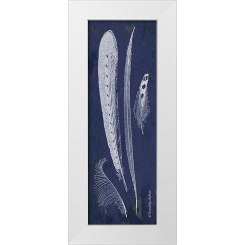 Indigo Feathers IV White Modern Wood Framed Art Print by Babbitt, Gwendolyn
