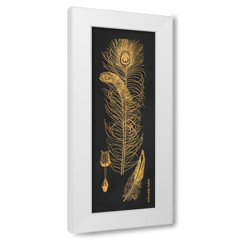 Gold Feathers II White Modern Wood Framed Art Print by Babbitt, Gwendolyn