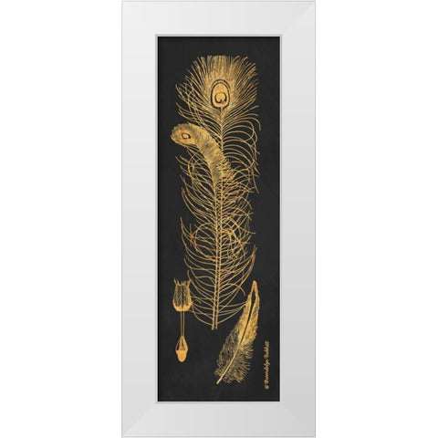 Gold Feathers II White Modern Wood Framed Art Print by Babbitt, Gwendolyn