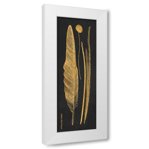 Gold Feathers III White Modern Wood Framed Art Print by Babbitt, Gwendolyn