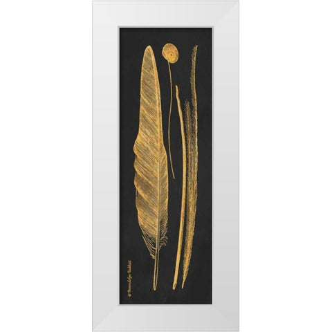 Gold Feathers III White Modern Wood Framed Art Print by Babbitt, Gwendolyn