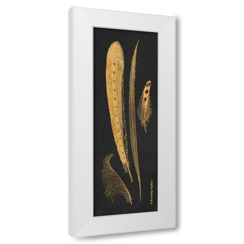 Gold Feathers IV White Modern Wood Framed Art Print by Babbitt, Gwendolyn
