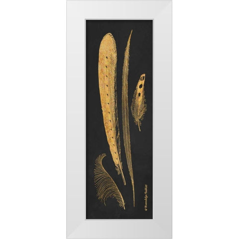 Gold Feathers IV White Modern Wood Framed Art Print by Babbitt, Gwendolyn