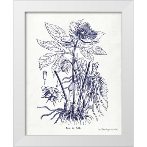 Indigo Botanical II White Modern Wood Framed Art Print by Babbitt, Gwendolyn