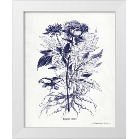 Indigo Botanical III White Modern Wood Framed Art Print by Babbitt, Gwendolyn