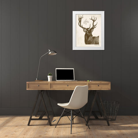 Neutral Deer I White Modern Wood Framed Art Print by Babbitt, Gwendolyn
