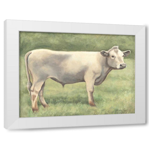 Cow in Field White Modern Wood Framed Art Print by Babbitt, Gwendolyn