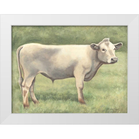 Cow in Field White Modern Wood Framed Art Print by Babbitt, Gwendolyn