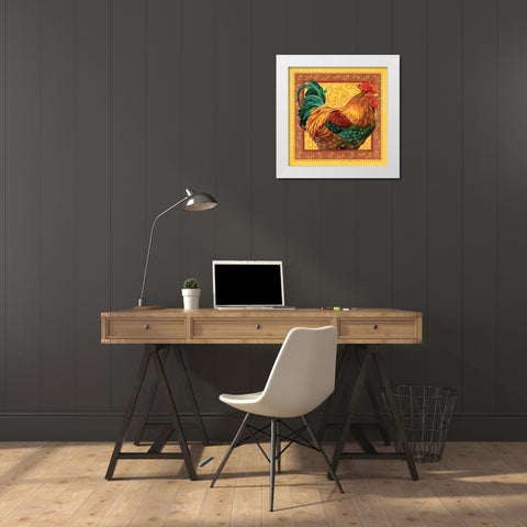 Country Rooster I White Modern Wood Framed Art Print by Babbitt, Gwendolyn