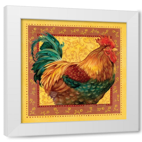 Country Rooster I White Modern Wood Framed Art Print by Babbitt, Gwendolyn